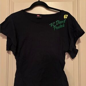 Diesel Black Tee with Green and Yellow Accents